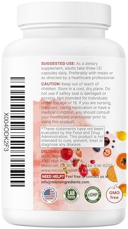 Suplemento de Frutas y Verduras Micro Ingredients con Probióticos, 240 Cápsulas Vegetarianas | Complejo de 80+ Super Greens y Frutas | Apoyo a la - imagen 8