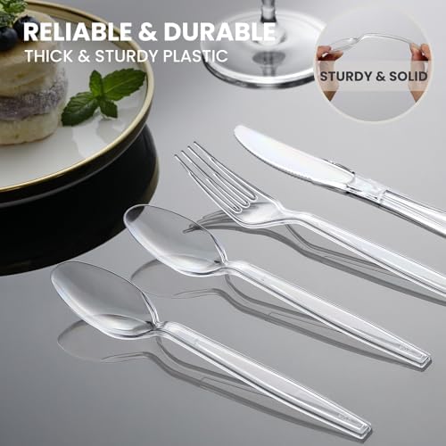 Cucharas de Plástico Transparentes Extra Resistentes, 240 Piezas, Desechables y Duraderas - Utensilios de Plástico Sin BPA y Resistentes al Calor - imagen 4