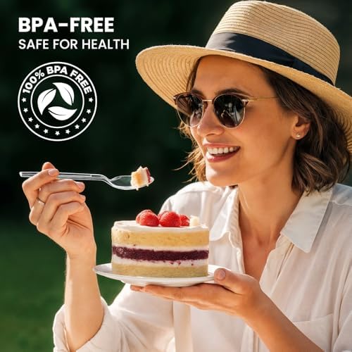 Cucharas de Plástico Transparentes Extra Resistentes, 240 Piezas, Desechables y Duraderas - Utensilios de Plástico Sin BPA y Resistentes al Calor - imagen 5
