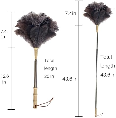 Duster de Plumas de Avestruz Aldwin con Extensión de Hasta 43 Pulgadas, Limpiador Reutilizable y Lavable para Oficina, Auto y Persianas - imagen 3