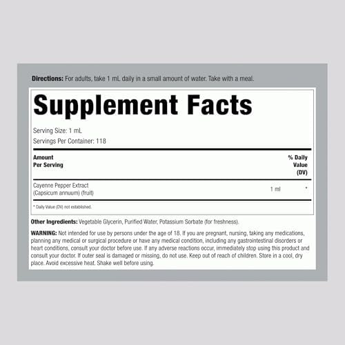 Gotas de Pimiento Cayena Piping Rock | Tintura de 4 Fl Oz | Suplemento Líquido | Vegetariano, Sin Alcohol | No OGM, Sin Gluten - imagen 2