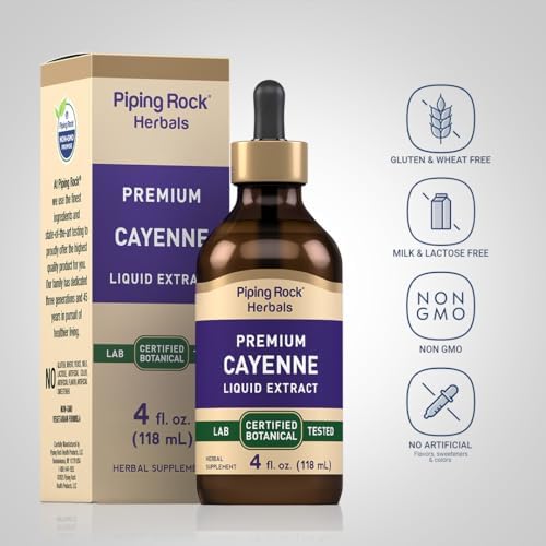 Gotas de Pimiento Cayena Piping Rock | Tintura de 4 Fl Oz | Suplemento Líquido | Vegetariano, Sin Alcohol | No OGM, Sin Gluten - imagen 3