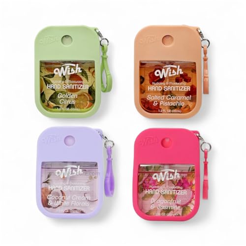 Spray Desinfectante de Manos Wish Tamaño Viaje - Power Mist Hidratante con Llavero y Estuche - Spray Portátil para Mujeres y Niñas, Colección Tropical - imagen 1