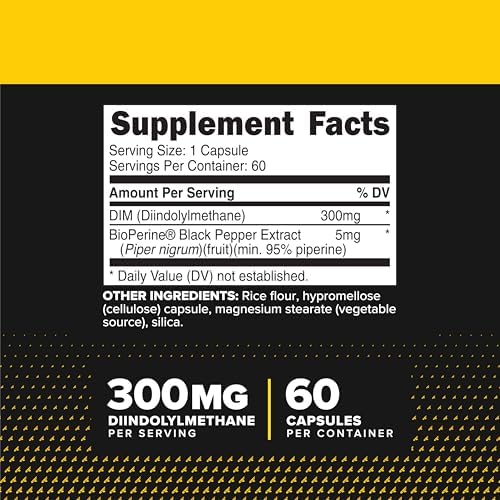 Suplemento Primaforce DIM (Diindolilmetano) 300mg, 60 Cápsulas Vegetarianas - Con Extracto de Pimienta Negra BioPerine para Mejor Absorción, Libre de - imagen 2