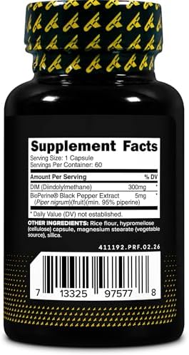 Suplemento Primaforce DIM (Diindolilmetano) 300mg, 60 Cápsulas Vegetarianas - Con Extracto de Pimienta Negra BioPerine para Mejor Absorción, Libre de - imagen 4