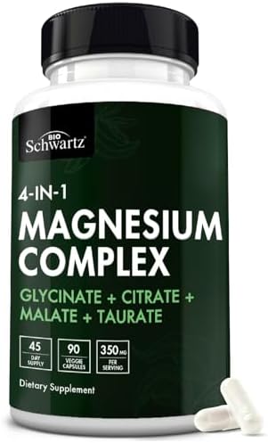 Suplemento de Magnesio BioSchwartz Complejo (90 Cápsulas) 350mg de Glicinato, Citrato, Malato y Taurato para Nervios, Músculos, Corazón y Sueño - imagen 1