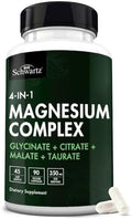 Suplemento de Magnesio BioSchwartz Complejo (90 Cápsulas) 350mg de Glicinato, Citrato, Malato y Taurato para Nervios, Músculos, Corazón y Sueño - imagen 1