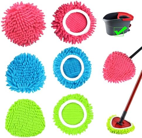 Repuestos de 6 PZS para Mopas Giratorias Compatibles con Ocedar Easywring 1 Tanque, Paños Chenille Lavables en Verde, Azul y Rojo - imagen 1