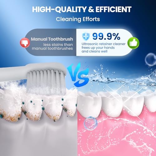 Limpiador Ultrasónico de Retenedores y Dentaduras 45kHz, Limpieza Rápida para Alineadores, Protectores Bucales, Frenos, Cabezas de Cepillo y Joyería, - imagen 2