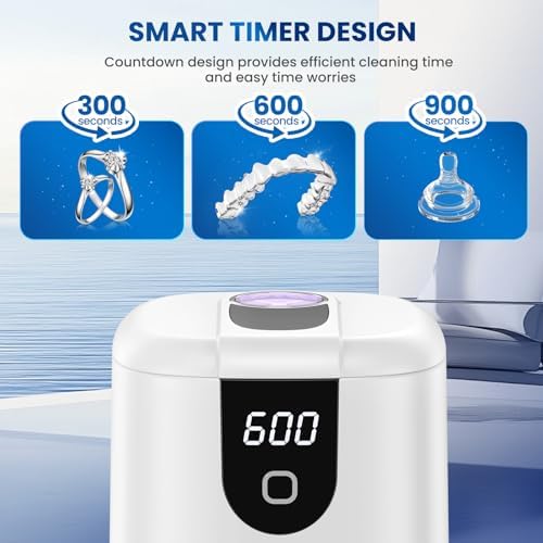 Limpiador Ultrasónico de Retenedores y Dentaduras 45kHz, Limpieza Rápida para Alineadores, Protectores Bucales, Frenos, Cabezas de Cepillo y Joyería, - imagen 5