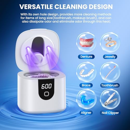 Limpiador Ultrasónico de Retenedores y Dentaduras 45kHz, Limpieza Rápida para Alineadores, Protectores Bucales, Frenos, Cabezas de Cepillo y Joyería, - imagen 6