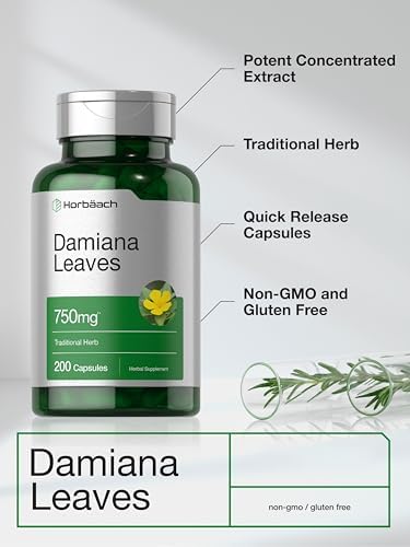 Extracto de Hoja de Damiana Horbäach | 200 Cápsulas | Suplemento Herbal | Fórmula Sin OGM y Libre de Gluten - imagen 3