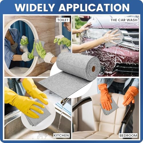 Rollo de 75 Paños de Microfibra WHKVNNG, Toallas Reutilizables y Lavables, Trapos Absorbentes para Cocina, Auto, Hogar o Taller (Gris) - imagen 5