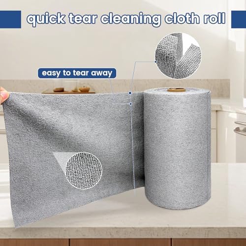 Rollo de 75 Paños de Microfibra WHKVNNG, Toallas Reutilizables y Lavables, Trapos Absorbentes para Cocina, Auto, Hogar o Taller (Gris) - imagen 7