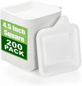 Platos Desechables de Papel Elsjoy 200 Piezas, Platos Cuadrados de 4.5 Pulgadas para Pasteles y Aperitivos, Hechos de Fibra de Bagazo de Caña de - imagen 1