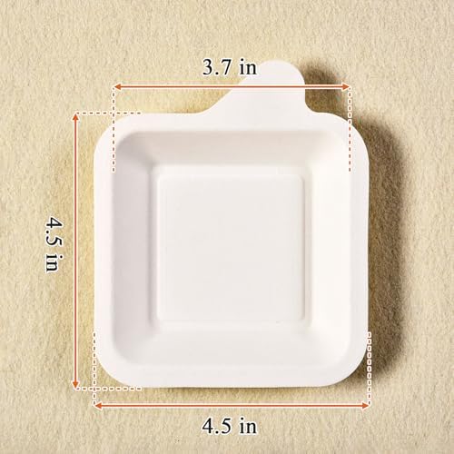 Platos Desechables de Papel Elsjoy 200 Piezas, Platos Cuadrados de 4.5 Pulgadas para Pasteles y Aperitivos, Hechos de Fibra de Bagazo de Caña de - imagen 2