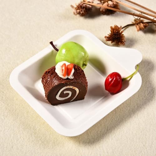 Platos Desechables de Papel Elsjoy 200 Piezas, Platos Cuadrados de 4.5 Pulgadas para Pasteles y Aperitivos, Hechos de Fibra de Bagazo de Caña de - imagen 6