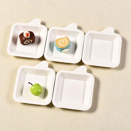 Platos Desechables de Papel Elsjoy 200 Piezas, Platos Cuadrados de 4.5 Pulgadas para Pasteles y Aperitivos, Hechos de Fibra de Bagazo de Caña de - imagen 8