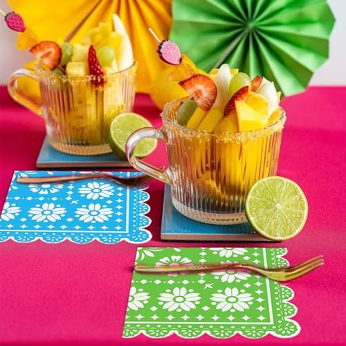 Paquete de 100 Servilletas de Papel Mexicanas para Fiesta, Desechables y Decorativas, con Diseño de Papel Picado, para Cumpleaños, Bodas y - imagen 6