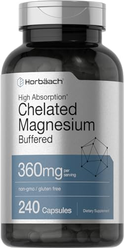 Horbäach Magnesio Quelado | 360mg | 240 Cápsulas | Suplemento Libre de OGM y Gluten - imagen 1