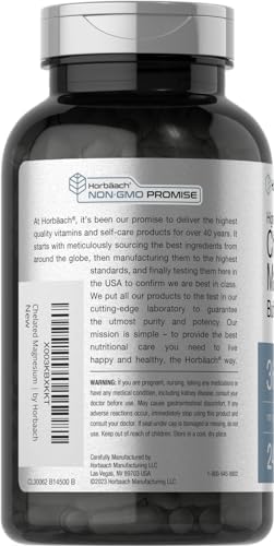 Horbäach Magnesio Quelado | 360mg | 240 Cápsulas | Suplemento Libre de OGM y Gluten - imagen 3