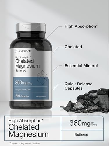Horbäach Magnesio Quelado | 360mg | 240 Cápsulas | Suplemento Libre de OGM y Gluten - imagen 4