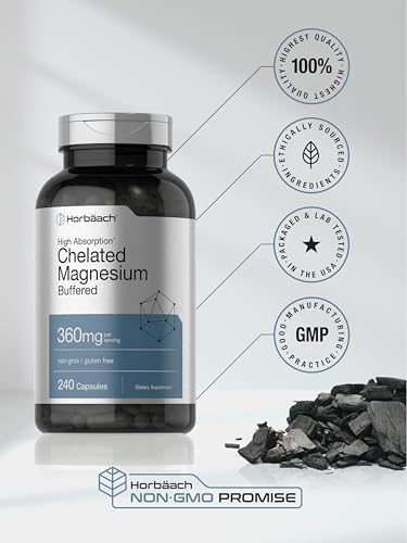 Horbäach Magnesio Quelado | 360mg | 240 Cápsulas | Suplemento Libre de OGM y Gluten - imagen 6