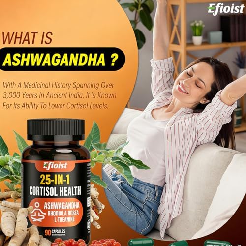 Suplemento de Cortisol para Mujeres, Reductor de Cortisol 25 en 1, Manejo de Cortisol, Ashwagandha y Rhodiola Rosea, Apoyo para Ánimo, Enfoque y - imagen 2