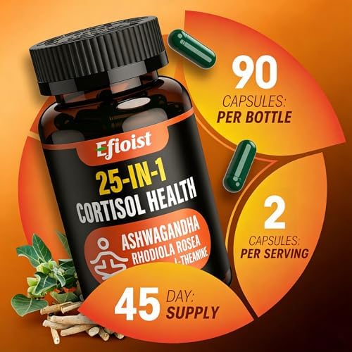 Suplemento de Cortisol para Mujeres, Reductor de Cortisol 25 en 1, Manejo de Cortisol, Ashwagandha y Rhodiola Rosea, Apoyo para Ánimo, Enfoque y - imagen 3
