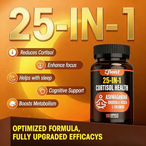 Suplemento de Cortisol para Mujeres, Reductor de Cortisol 25 en 1, Manejo de Cortisol, Ashwagandha y Rhodiola Rosea, Apoyo para Ánimo, Enfoque y - imagen 4