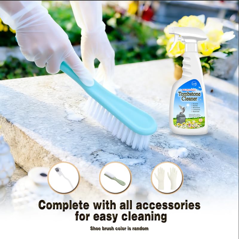 Limpiador de Lápidas SnowLily 16.9oz, Limpiador de Granito y Renovador de Piedra, Elimina Musgo y Manchas de Cuarzo, Azulejos y Pizarra | Incluye Kit - imagen 6