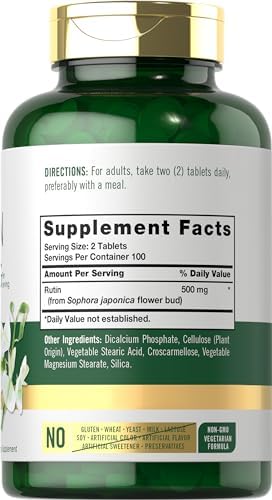 Suplemento de Rutin de Carlyle 500mg | 200 Tabletas | Vegetariano, Sin OGM, Libre de Gluten - imagen 2