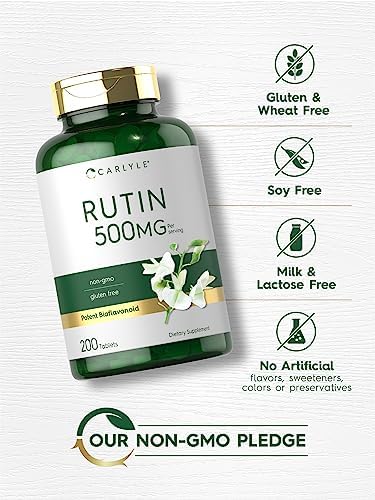 Suplemento de Rutin de Carlyle 500mg | 200 Tabletas | Vegetariano, Sin OGM, Libre de Gluten - imagen 4