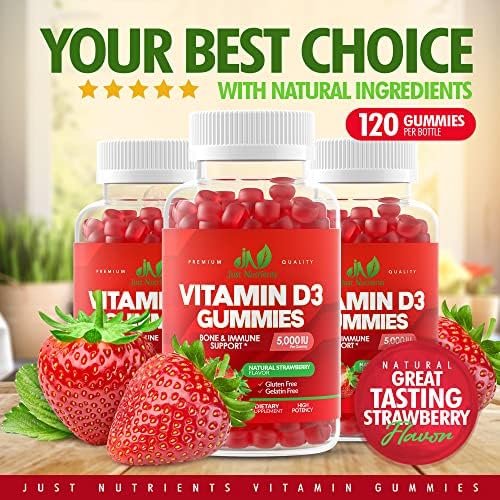 Gomitas de Vitamina D3 5000UI / 10,000UI para Adultos y Niños (120 piezas) - Máxima Potencia para el Sistema Inmunológico, Huesos y Dientes - Sin - imagen 4
