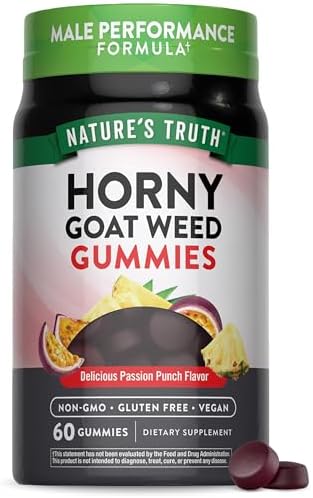 Gomitas Nature's Truth Horny Goat Weed | 60 piezas | con raíz de maca | Suplemento vegano, sin OGM y sin gluten para hombres | Sabor Passion Punch - imagen 1
