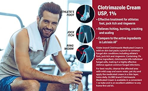 Crema Antifúngica Globe Clotrimazol 1% USP, 1 oz (Paquete de 10), Tratamiento Antifúngico, Alivia Picazón, Ardor, Grietas y Escamas por Pie de - imagen 6