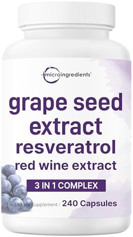 Extracto de Semilla de Uva Micro Ingredients, 240 Cápsulas | Mezcla Antioxidante 3 en 1 con Resveratrol y Extractos de Vino Tinto | Suplemento de - imagen 1