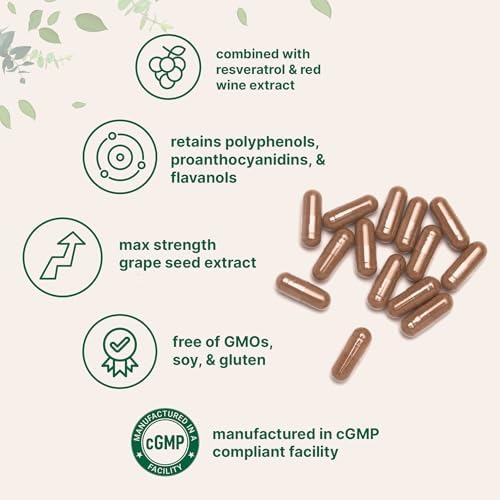 Extracto de Semilla de Uva Micro Ingredients, 240 Cápsulas | Mezcla Antioxidante 3 en 1 con Resveratrol y Extractos de Vino Tinto | Suplemento de - imagen 3