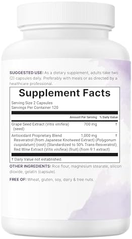 Extracto de Semilla de Uva Micro Ingredients, 240 Cápsulas | Mezcla Antioxidante 3 en 1 con Resveratrol y Extractos de Vino Tinto | Suplemento de - imagen 6