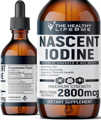 Suplemento de Yodo Nascent | 2800mcg | Yoduro de Potasio | Gotas de Yodo | 100% Vegano | Color Transparente | Tamaño Grande 2oz - imagen 1