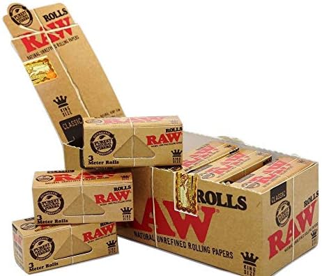 Papel de fumar Raw Rolls Classic King Size 55mm 3 Metros (9') Caja completa de 12 paquetes - imagen 1