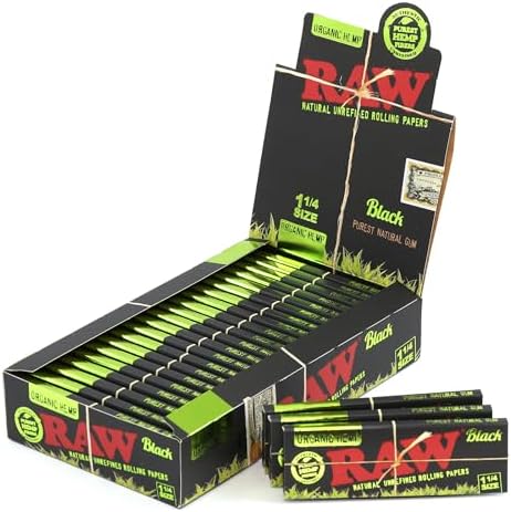 Caja de papel para enrollar RAW Black Orgánico tamaño 1 1/4 (78mm) - 1200 hojas - imagen 1