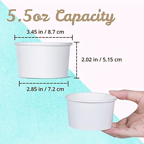 Tazas de Papel para Helado MATICAN - Paquete de 100, 5.5 Oz, Bowls Desechables para Postres Fríos o Calientes, Tazas para Sundae y Yogur Congelado, - imagen 4