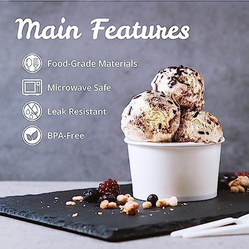 Tazas de Papel para Helado MATICAN - Paquete de 100, 5.5 Oz, Bowls Desechables para Postres Fríos o Calientes, Tazas para Sundae y Yogur Congelado, - imagen 6