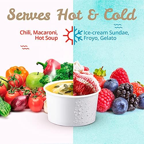 Tazas de Papel para Helado MATICAN - Paquete de 100, 5.5 Oz, Bowls Desechables para Postres Fríos o Calientes, Tazas para Sundae y Yogur Congelado, - imagen 7