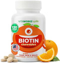 Tabletas Masticables VitaWorks Kids Biotina 5000mcg | Suplemento Vegano y No GMO | Crecimiento Capilar, Piel y Uñas | 120 Masticables - imagen 1