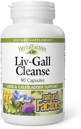 Natural Factors - HerbalFactors Liv-Gall Cleanse, Apoyo Herbal para Hígado y Vesícula Biliar, 90 Cápsulas - imagen 1