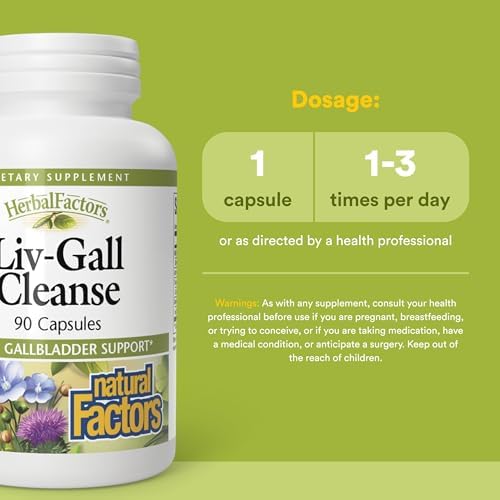 Natural Factors - HerbalFactors Liv-Gall Cleanse, Apoyo Herbal para Hígado y Vesícula Biliar, 90 Cápsulas - imagen 3