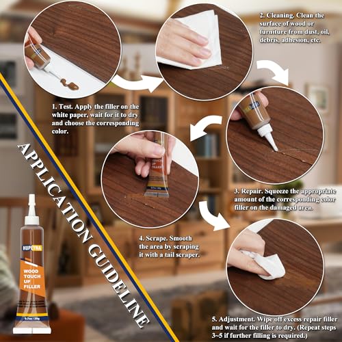 Kit de Reparación de Madera, 12 Rellenos de Color, para Muebles, Rayones, Grietas, Manchas y Descoloración en Muebles, Puertas, Gabinetes, Pisos y - imagen 4