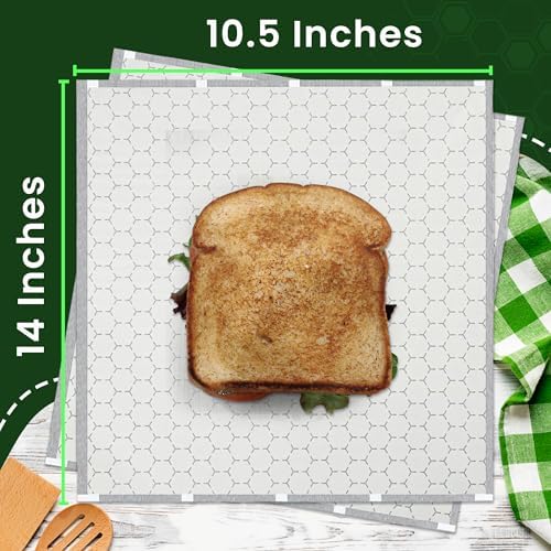 100 Hojas de Papel para Envolver Sándwiches con Respaldo de Papel Aluminio - Envolturas para Burritos y Deli - 10.5 x 14 Pulgadas - imagen 2